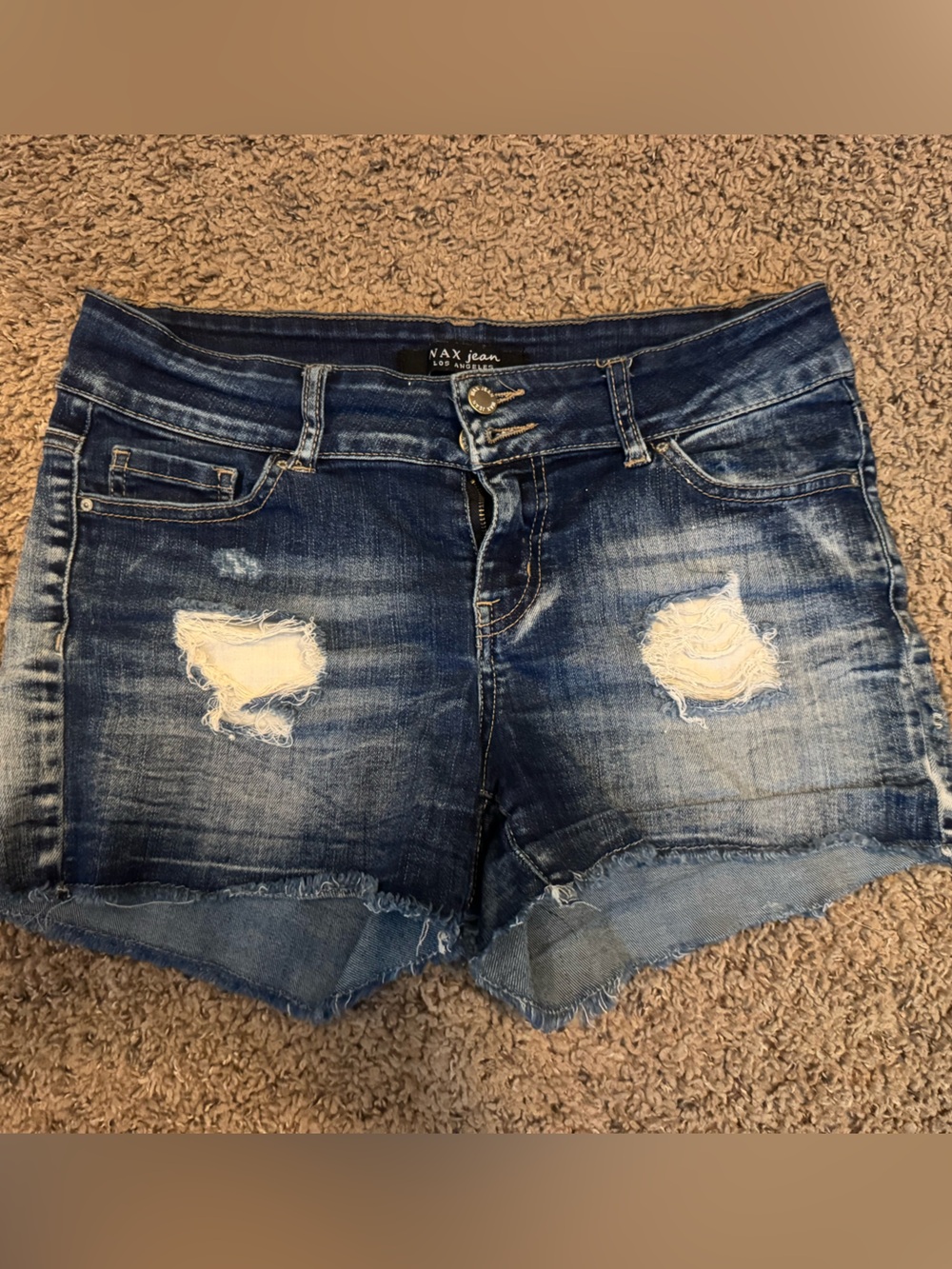 Distressed Dark Blue Denim Women's Shorts